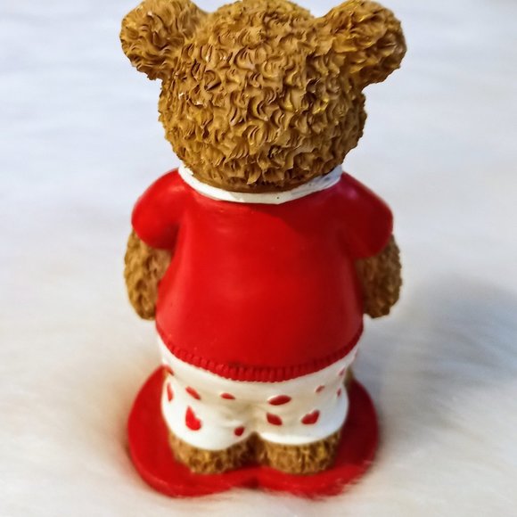 Ceramic "Will Work For Love" Bear Dressed in Heart - Picture 3 of 6